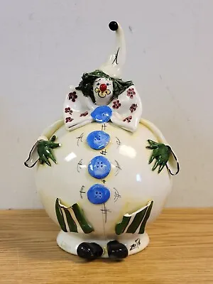 Vintage ZamPiva Italy Porcelain Clown Bank W/ Bow Spaghetti Hair Buttons Signed • $19.99