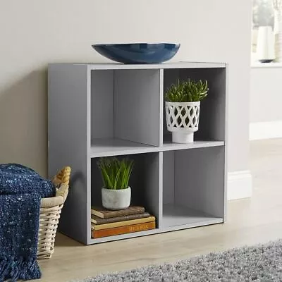 £29.99 • Buy Grey Storage Cube 4 Shelf Bookcase Wooden Display Unit Organiser Furniture