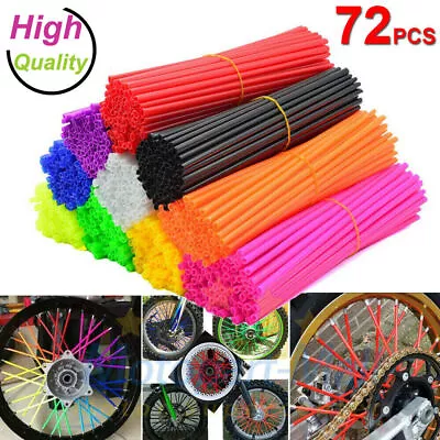 72PCS Motorcycle Spoke Skins Covers Wrap Wheel Rim Guard Protector For Dirt Bike • $14.86