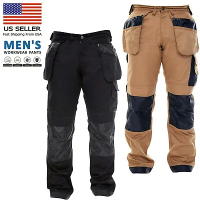 Men Heavy Duty Work Trousers Carpenter Construction Holster Pocket Utility Pants • $34.99