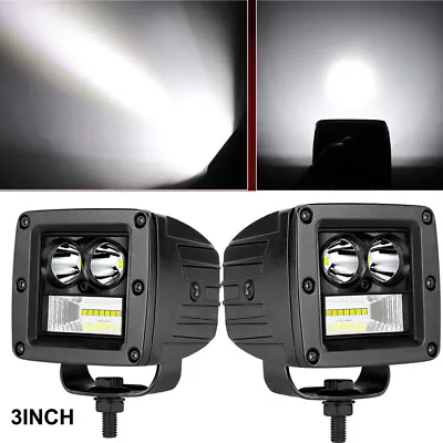 Pair 3 INCH LED Work Light Bar Fog Driving Cube Ditch Pods Spot Flood Off Road • $39.99