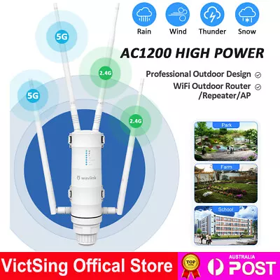 $127.99 • Buy WAVLINK AC1200 Outdoor Wireless High Power Weatherproof WiFi Extender AP Router