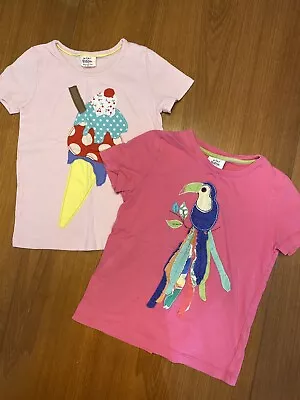 Girls Size 5-6 7-8 Mini Boden Short Sleeve Tees Ice Cream Cone Toucan Bird Pink • $12