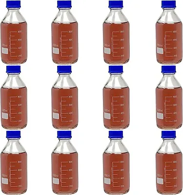 1L Glass Media Bottle Round GL45 Screw Cap Karter Scientific 251N6 (Pack 12) • $79.99