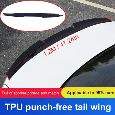 47” Universal Car Rear Wing Lip Spoiler Gloss Black Tail Trunk Roof Trim Sticker • $34.15