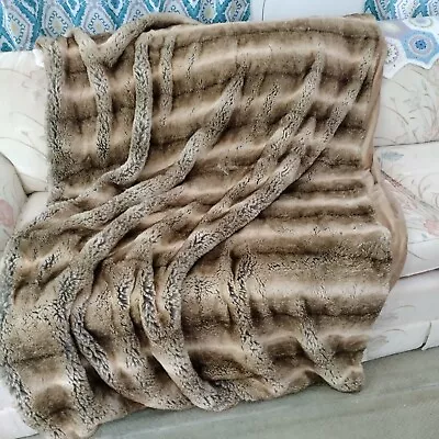 Brown Plush And Super Soft Faux Sable Mink Fur Throw 54 X 74 • $39.99