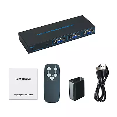 High Quality 4x3 VGA Switcher 4 In 3 Out Video Splitter Box 4 Port VGA Switch • $29.69