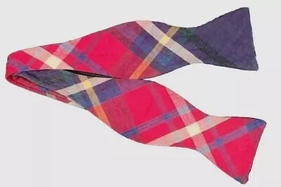 VTG Robert Talbott Madras Plaid Bow Tie  100% Cotton Adjustable Wonderful! • $24.99