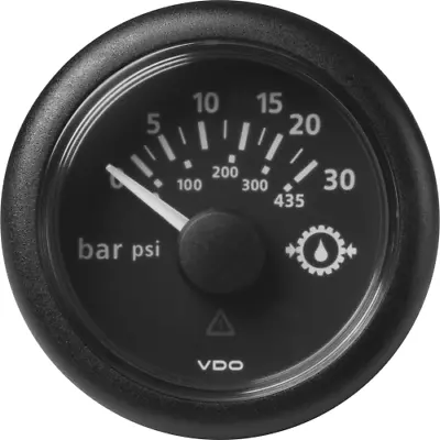 VDO Marine ViewLine Gear Oil Pressure Gauge 30Bar Black 52mm • $90.52