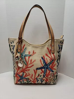 BRIGHTON HANDBAG OCEAN SCOOP  Under The Sea  Natural Multi Tote Starfish • $198