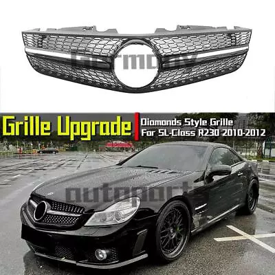 Black Dia-monds Style Grille For Mercedes Benz SL-Class R230 2009-12 SL500 SL600 • $189