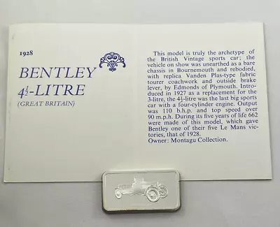 £69.40 • Buy 1928 Bentley 4.5 Litre GB - Lord Montagu Collection Of Great Car Ingots -