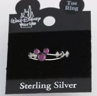 NEW Disney Toe Ring - 925 Sterling Silver Purple Austrian Crystals Mickey Mouse • $7.99