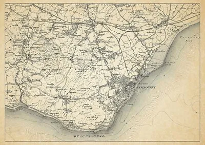 Old Map Environs Of Eastbourne Sussex - 1898 • £15.99