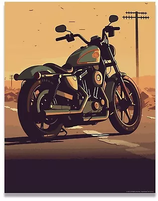 Harley Motorcycle 11x14 Decorative Poster | Classic Bike Wall Art | Timeless Des • $9.95