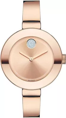 Movado Women's Bangles Rose Gold Ion-plated Flat Dot Sunray Dial Watch 3600202 • $319