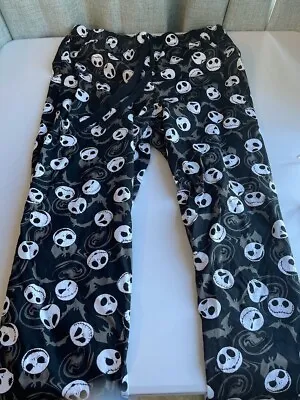 Disney Store Nightmare Before Christmas Pajama Pants Jack Skellington SZ L W/Bat • $13.99
