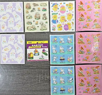 Vintage EASTER Sticker Sheets Lot OF 9 + Hallmark Eureka AGC SNOOPY BUNNIES ETC • $9.99