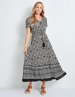 $21.61 • Buy RIVERS - Womens Dresses -  Short Sleeve Border Print Maxi Dress