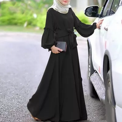 Women Muslim Prayer Abaya Dress Dubai Kaftan Jilbab Islamic Ramadan Long Dress • £14.81