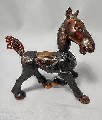 Vintage Horse Figure Paper Weight Cast Iron Copper Finish 4  X 3.5  *Gift Idea* • $25