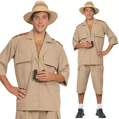 African Safari Costume Mens Shirt Long Shorts Jungle Explorer Suit Croc Hunter • $47.95