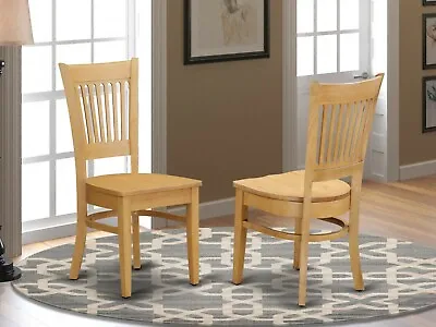 Set Of 2 Vancouver Dinette Kitchen Dining Chairs W/ Plain Wood Seat In Light Oak • $160