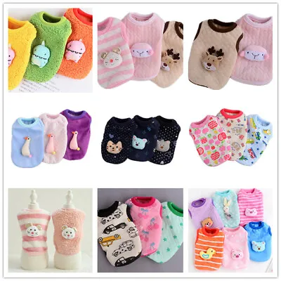 Pet Puppy Cartoon T-shirt Pajamas Teacup Dog Clothes For Cat Chihuahua Yorkie • £4.79