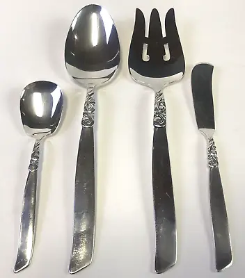 Community South Seas Serving Set Sugar Spoon Meat Fork Butter Spreader 4 Pieces • $44.95