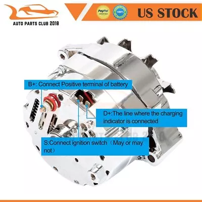 $70.36 • Buy New 12V Chrome Alternator 1 Wire For Chevy GM BBC SBC 327-350-396-427-454 110Amp