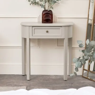 Taupe Grey Half Moon Console Table Vintage Country Living Room Hallway Furniture • £132.95