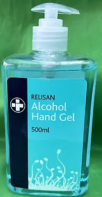 Alcohol Relisan Hand Gel 500ml Pump Action Bottle Hygiene Cleaning Uk Seller • £1