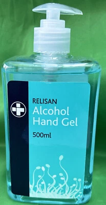 Alcohol Relisan Hand Gel 500ml Pump Action Bottle Hygiene Cleaning Uk Seller • £1