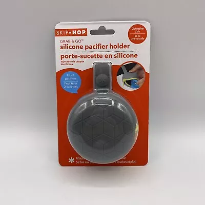 Skip Hop Grab & Go Silicone Pacifier Holder Gray - Fits 2 Pacifiers Attach Strap • $8