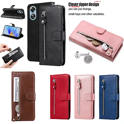 $13.19 • Buy For Oppo A55 A74 A95 A54 Luxury Zipper PU Leather Flip Wallet Case Phone Cover