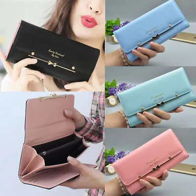 Women Leather Wallet Clutch Card Holder Bifold Purse Lady Long Phone Handbag US • $2.99