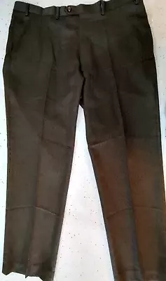 Men's Ralph Lauren Brown Houndstooth Slacks Pants Flat Front 40x32 Polyester • $20
