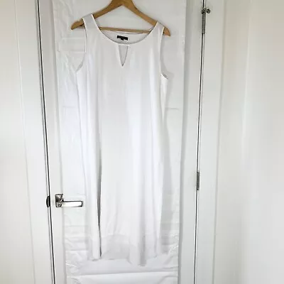 For Cynthia Womens Large White Linen Maxi Dress Lagenlook Beach Crunchy • $28.99