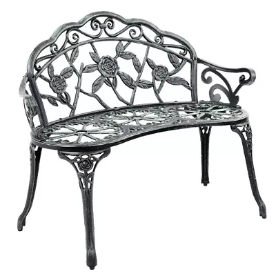Gardeon Outdoor Garden Bench Seat 100cm Cast Aluminium Patio Chair Vintage Green • $148.92