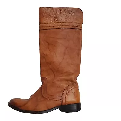 Frye Melissa Trapunto Riding Boot Women's Sz 8B Saddle Tan Marveling Western • $174.99