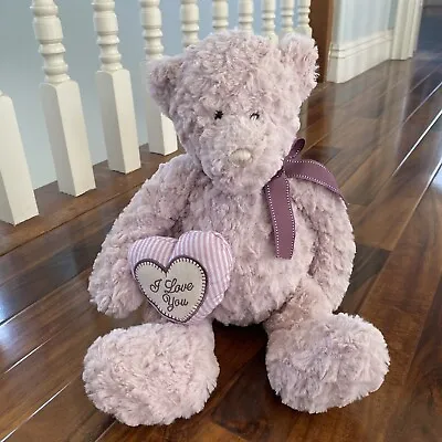 I Love You Bow Purple Teddy Bear Stuffed Animal Plush Toy • $3.99