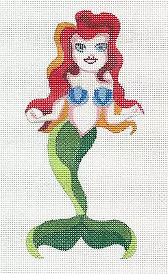 Raymond Crawford Mermaid With Red Hair Handpainted Needlepoint Canvas Ornament • $55.95