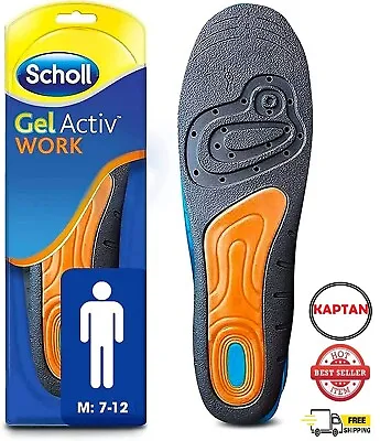 Scholl Insoles Gel Active Work For Men Anti Foot Fatigue Inner Soles UK 7 To 12 • £15.99