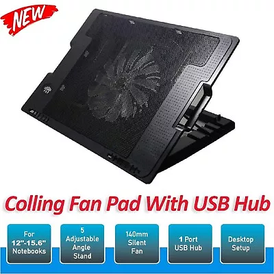 Laptop Cooling Pad Cooler Stand LED USB Port 1 Fans Metal For Fit 12 -15.6 Inch  • $22.99