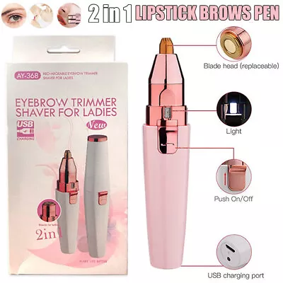 Electric Hair Remover 2 In 1 Rechargeable For Women Eyebrow Trimmer Hair Shaver • $23.63