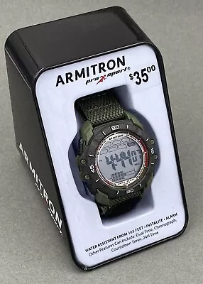 Armitron Men's Multi-Function Digital Green Cloth Slip-Thru Band Sports Watch • $14.99