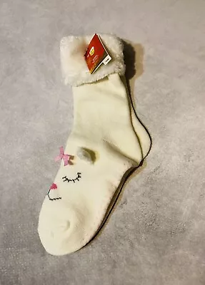 Joe Boxer Kmart Women's Bunny White Faux Fur Socks Shoe Size 4-10 Sock Size 9-10 • $15