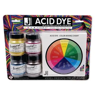 Jacquard - Acid Dye 4 Color Set W/Citric Acid (JAC600S) Fabric Dye With Fixer • £33.99