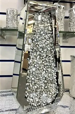 £59.99 • Buy Mirrored Crushed Crystal Diamond Diamante Decorative Vase 40cm