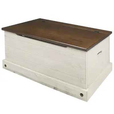 $199.99 • Buy Wood Storage Trunk Ottoman White Distressed | Furniture Dash